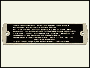 METALLSCHILD "PATENTS" für Ventildeckel