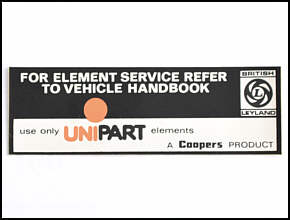 Aufkleber UNIPART für Luftfilter