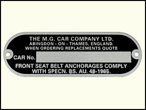 Typenschild oval, MGB 